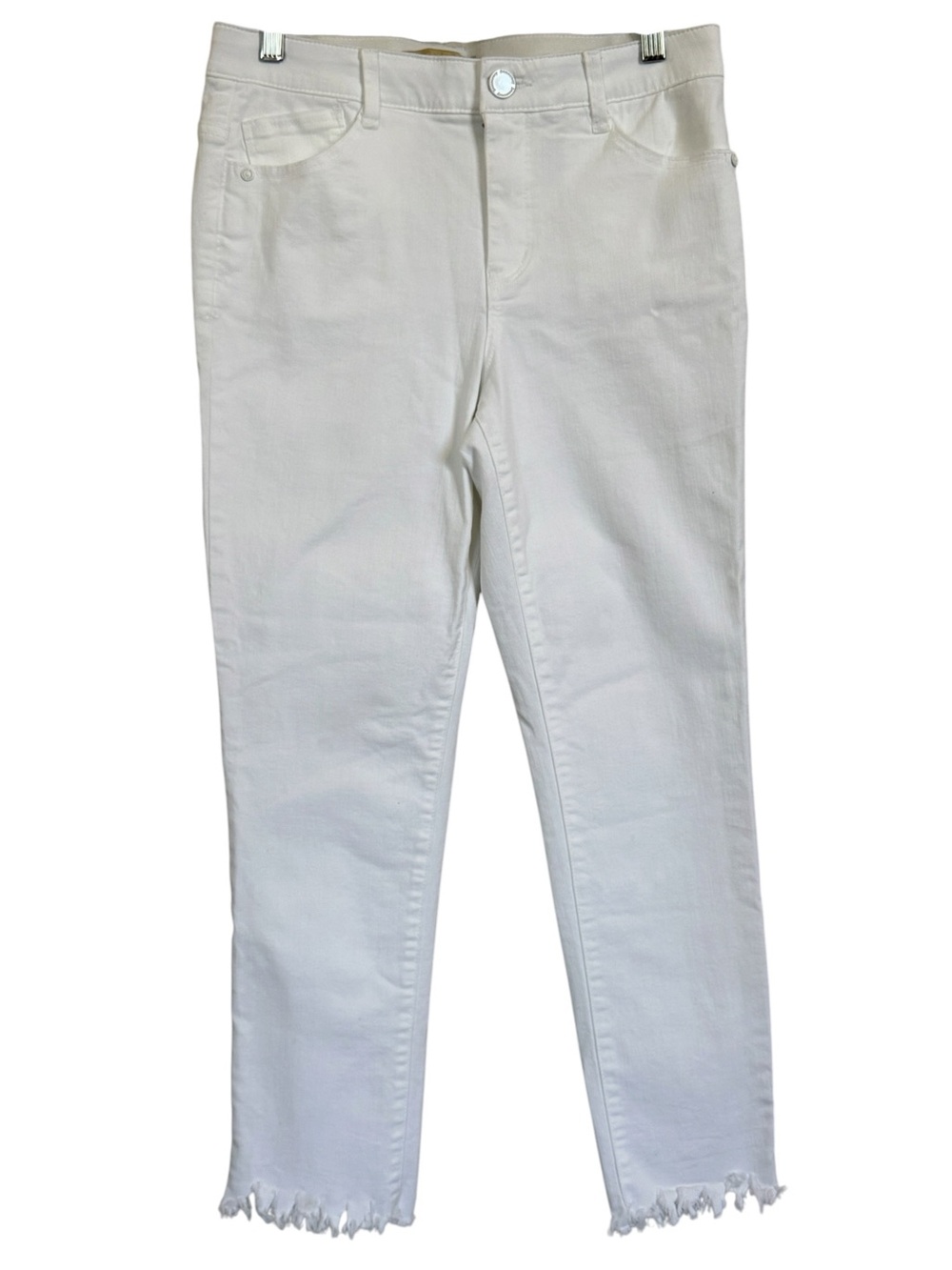 Democracy Ab Solution White Ankle Jeans Frayed Hem Stretch Womens Size 8